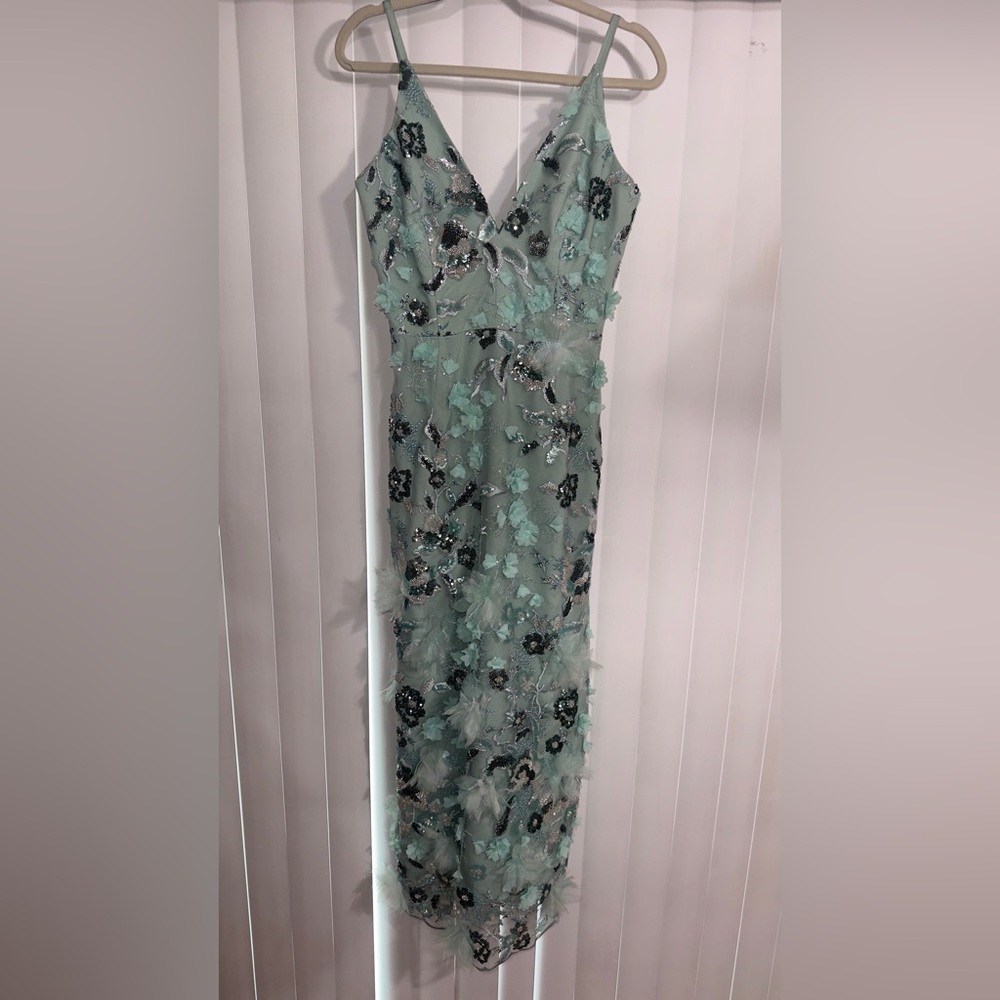 Sage Floral Lace Midi Dress in Mint